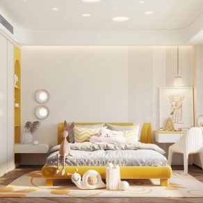 现代女孩儿童房3D模型下载